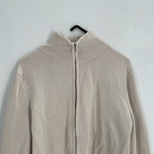 Cos Zip Up Knitted Wool Blend High Neck Jacket In Beige